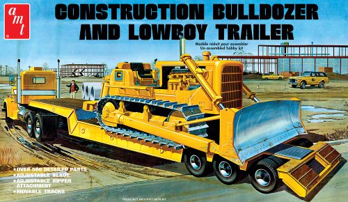 AMT Lowboy Trailer & Bulldozer Combo 1:25 Scale Model Kit