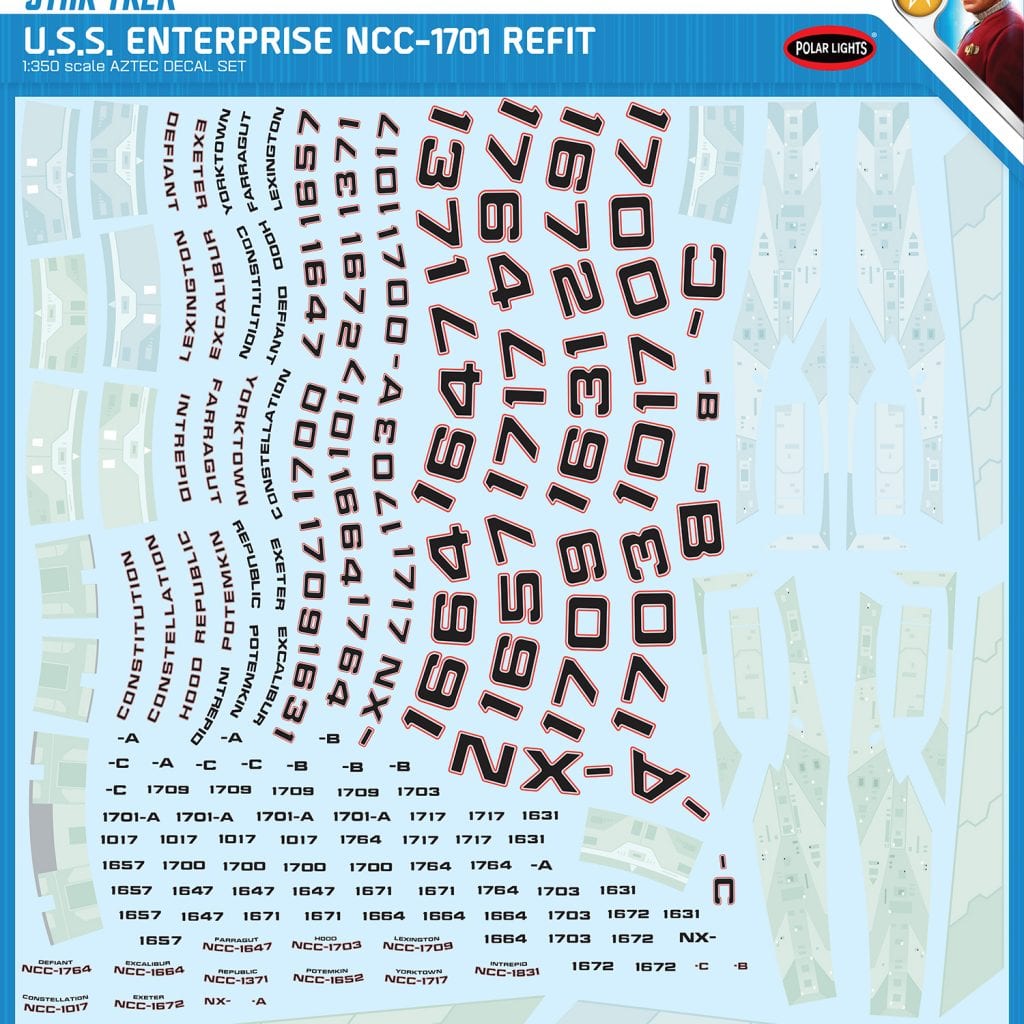 STAR TREK U.S.S. ENTERPRISE NCC-1701 REFIT AZTEC DECALS 1:350 SCALE