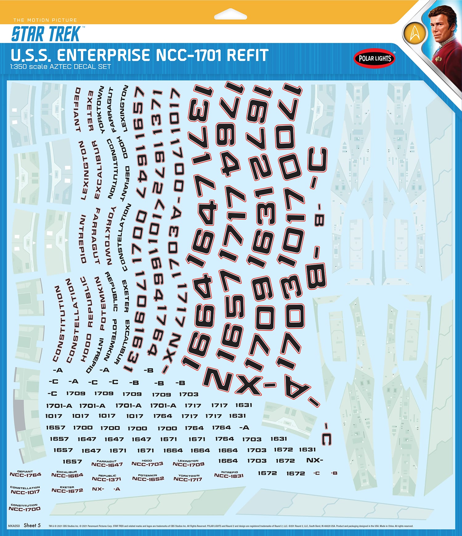 This five-sheet set delivers paneling decals for the 1:350 U.S.S. Enterpris...
