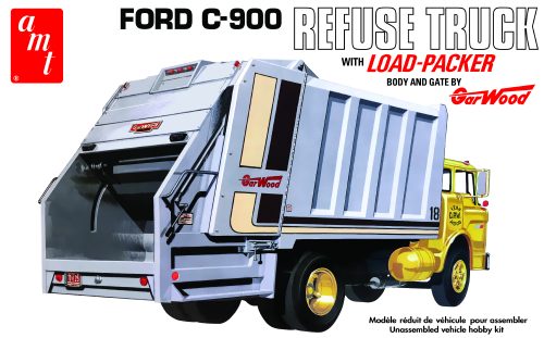 AMT FORD C-600 GAR WOOD LOAD PACKER GARBAGE TRUCK 1:25 SCALE MODEL KIT