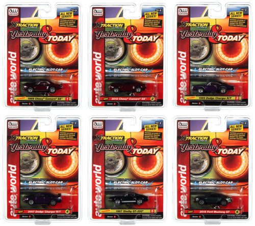 AUTO WORLD XTRACTION YESTERDAY & TODAY HO SCALE SLOT CAR SET B