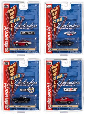 AUTO WORLD THUNDERJET MUSCLE CAR DEALERSHIPS HO SCALE SLOT CAR SET B