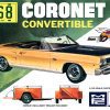 MPC 1968 DODGE CORONET CONVERTIBLE W/TRAILER 1:25 SCALE MODEL KIT