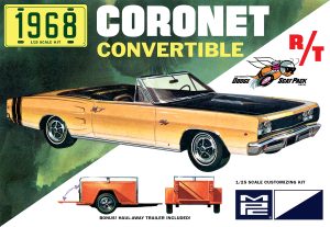 MPC 1968 DODGE CORONET CONVERTIBLE W/TRAILER 1:25 SCALE MODEL KIT