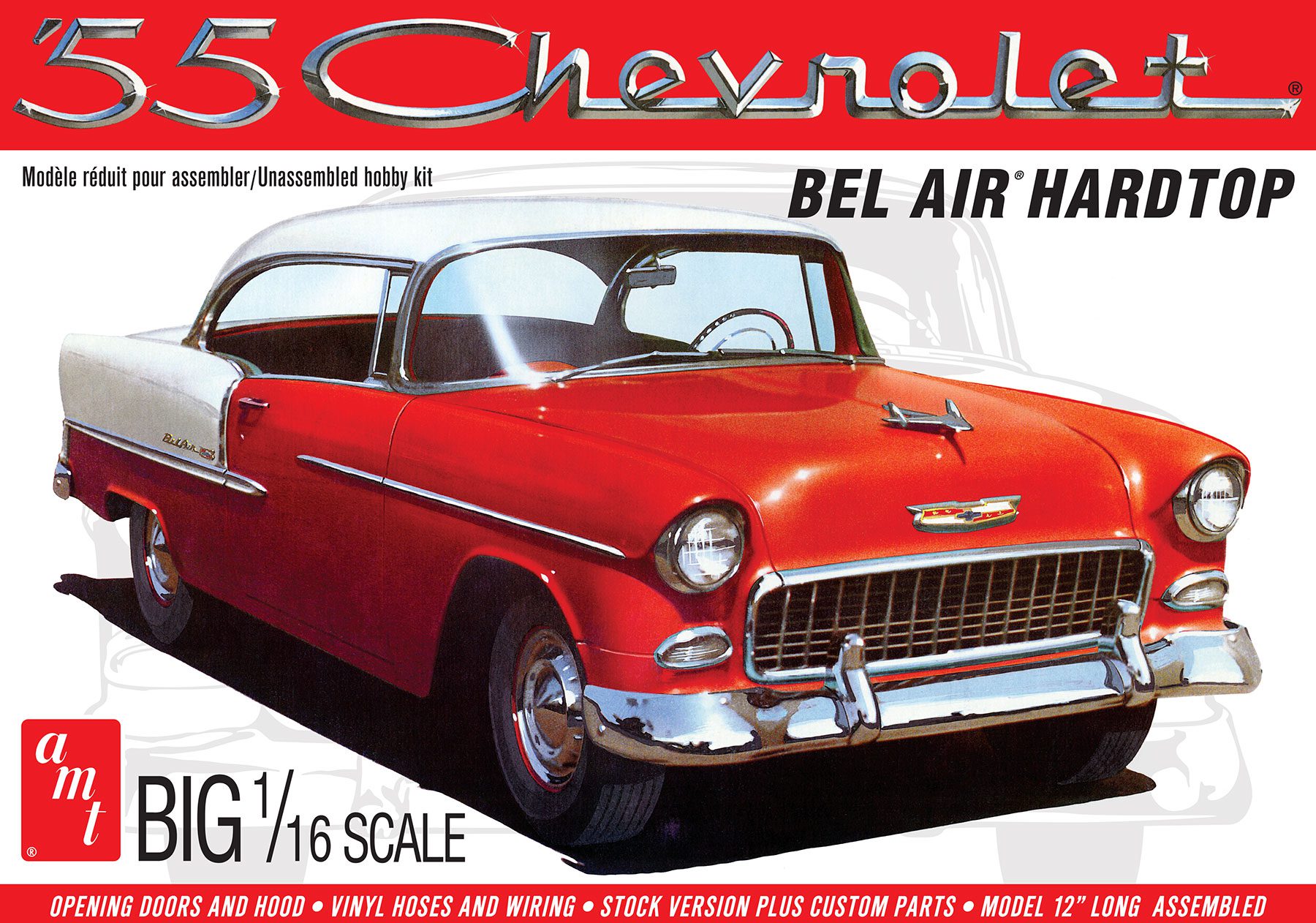 AMT 1955 CHEVY BEL AIR HARDTOP 1:16 SCALE MODEL KIT