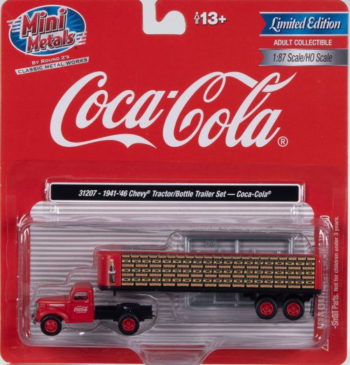 Classic Metal Works 1941-1946 Chevrolet Tractor w/Flatbed Trailer & Coca-Cola Bottles 1:87 HO Scale