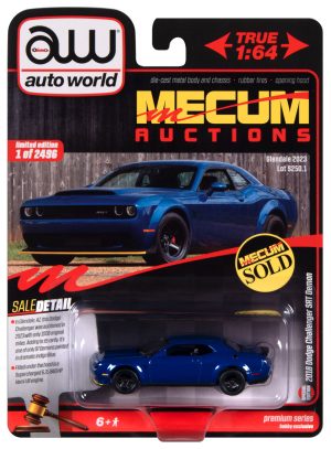 Auto World MECUM 2018 Dodge Challenger SRT Demon (Indiglo Blue) 1:64 Diecast