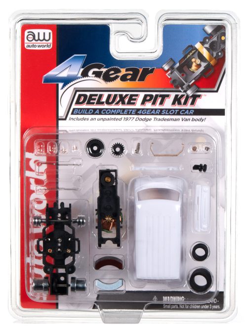 Auto World 4 Gear Deluxe Pit Kit (1977 Dodge Tradesman Van Body) HO Scale Slot Car